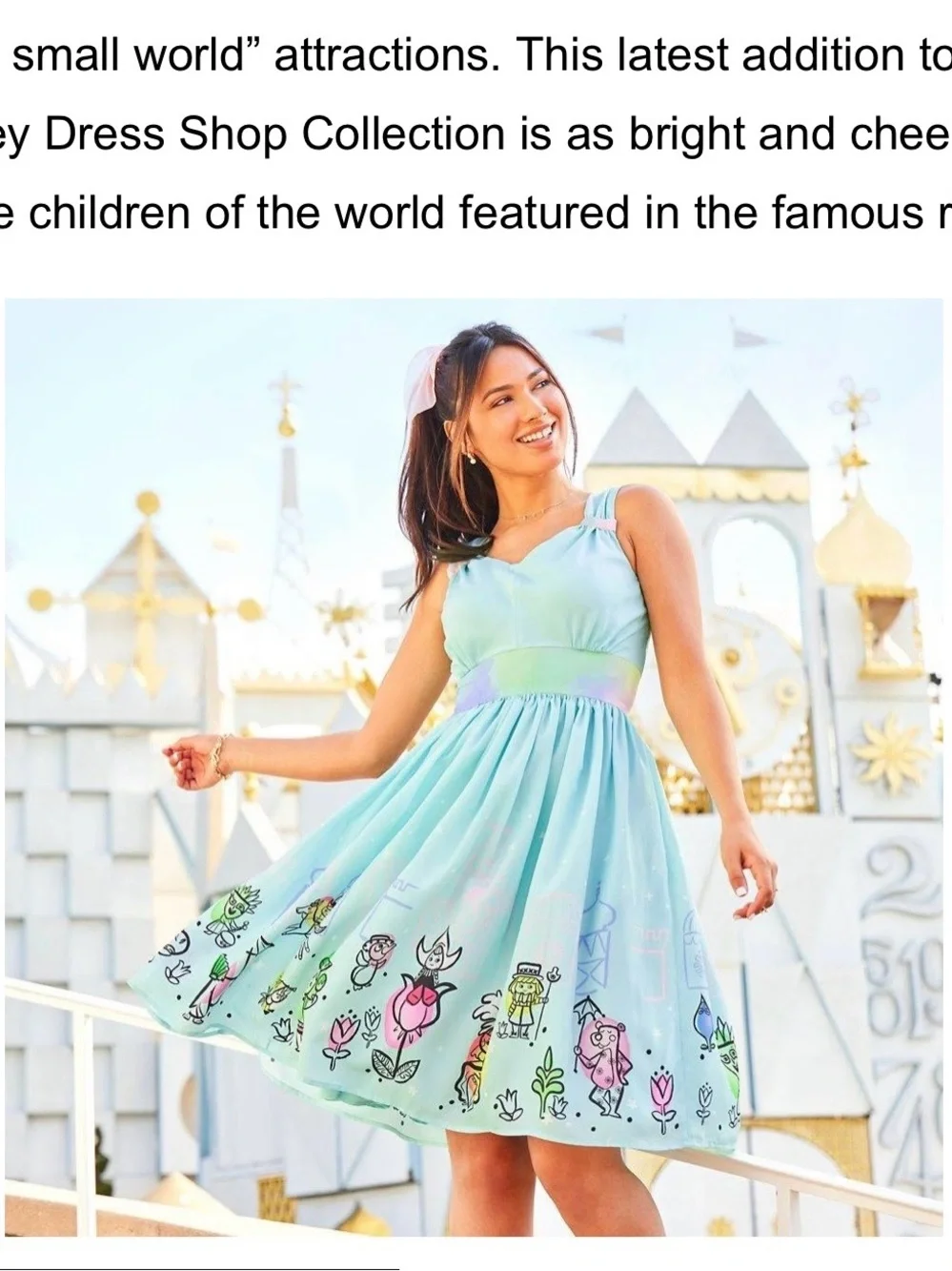 Disney Mint Green Fit-and-Flare Dress with Pink Hanger Logo Detail - Picture 7 of 8